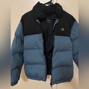 Zara Kids Blue and Black Puffer Jacket